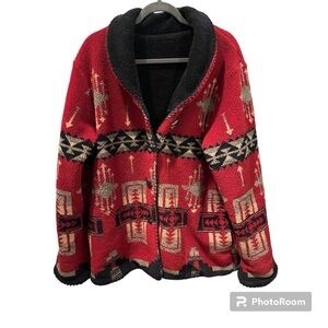 VINTAGE NORTHERN REFLECTIONS Reversible Fleece Sweater Jacket